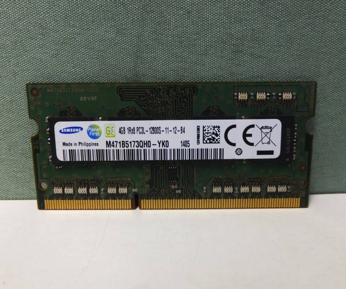 ノートPC用メモリ SAMSUNG 4GB 1Rx8 PC3L-12800S-11-12-B4 M471B5173QH0-YK0 4GB 中古 10
