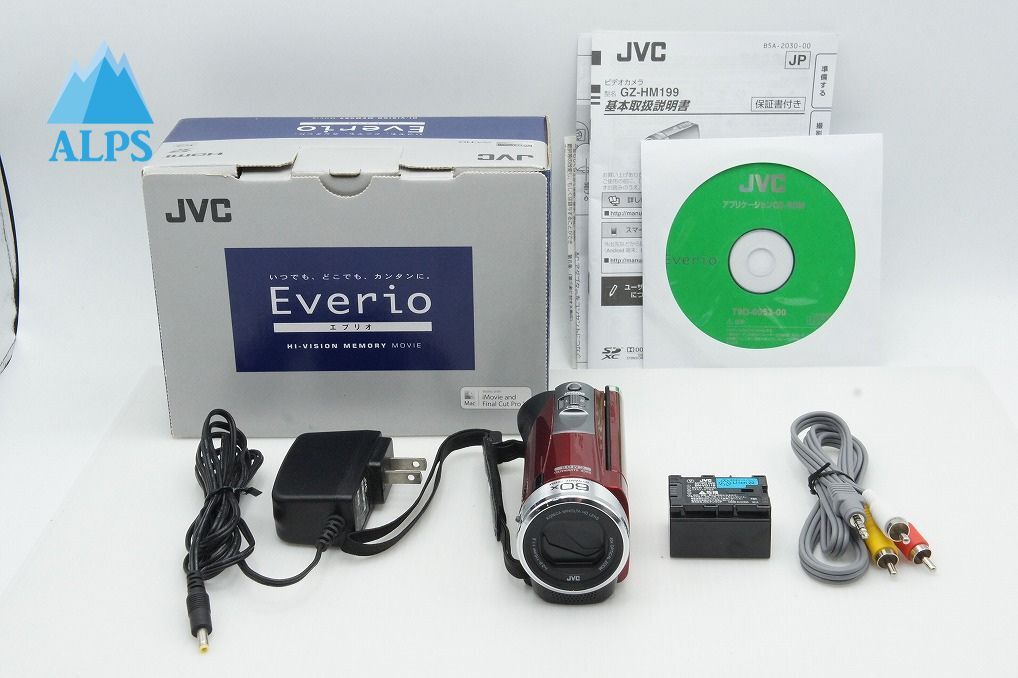 美品 JVC ケンウッド Everio GZ-HM199 デジタルビデオカメラ レッド 元箱付 260319m【アルプスカメラ】