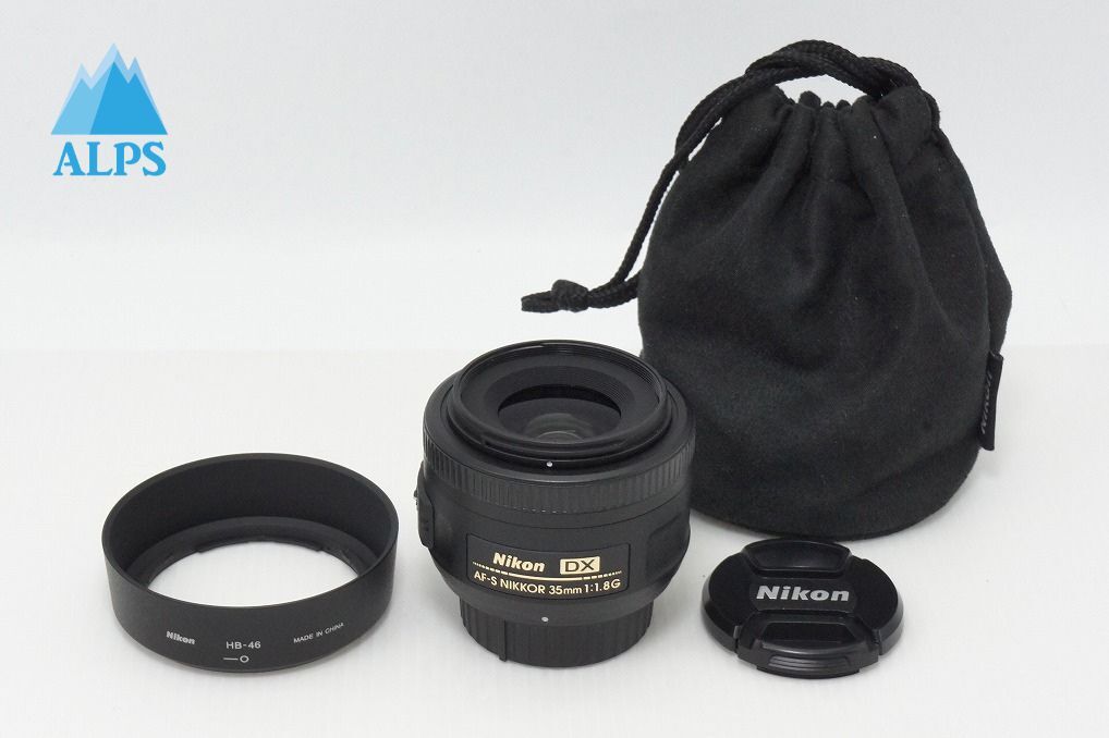 美品 Nikon ニコン AF-S DX NIKKOR 35mm F1.8G APS-C 単焦点レンズ フード ポーチ付 260403af【アルプスカメラ】
