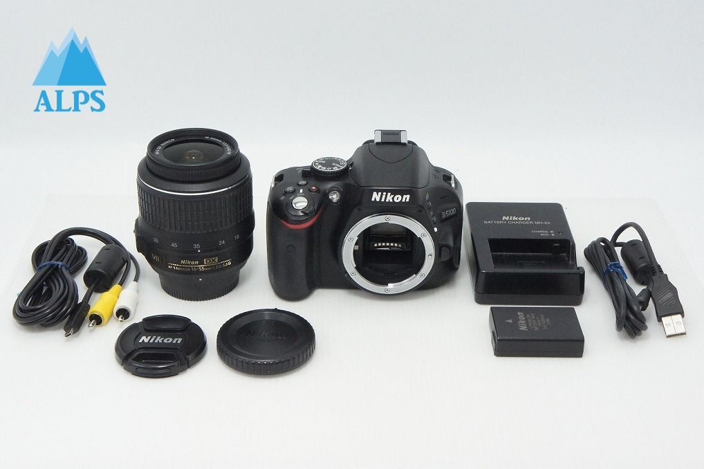 良品 Nikon ニコン D5100 ボディ + AF-S DX NIKKOR 18-55mm VR レンズキット デジタル一眼レフカメラ 260407m【アルプスカメラ】