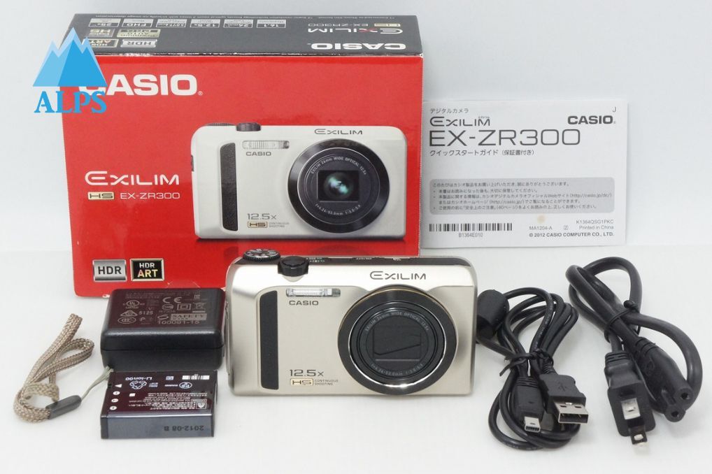 美品 CASIO カシオ HIGH SPEED EXILIM EX-ZR300 コンパクトデジタルカメラ ゴールド 元箱付 260408c【アルプスカメラ】