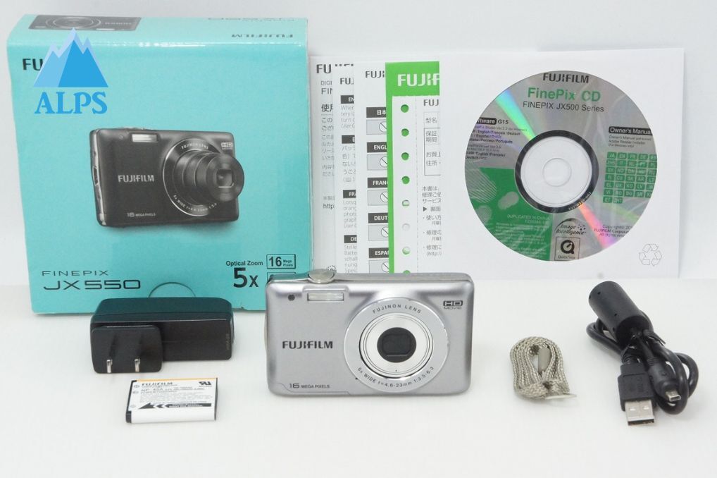 美品 FUJIFILM フジフィルム FinePix JX550 コンパクトデジタルカメラ シルバー 元箱付 260408e【アルプスカメラ】