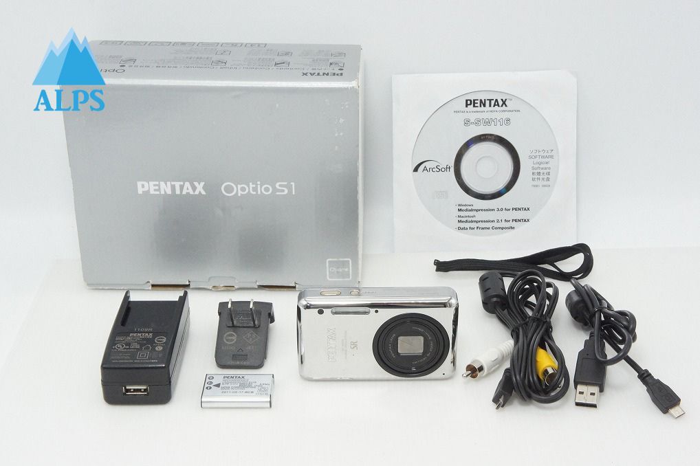 良品 PENTAX ペンタックス Optio S1 コンパクトデジタルカメラ クローム 元箱付 260409a【アルプスカメラ】