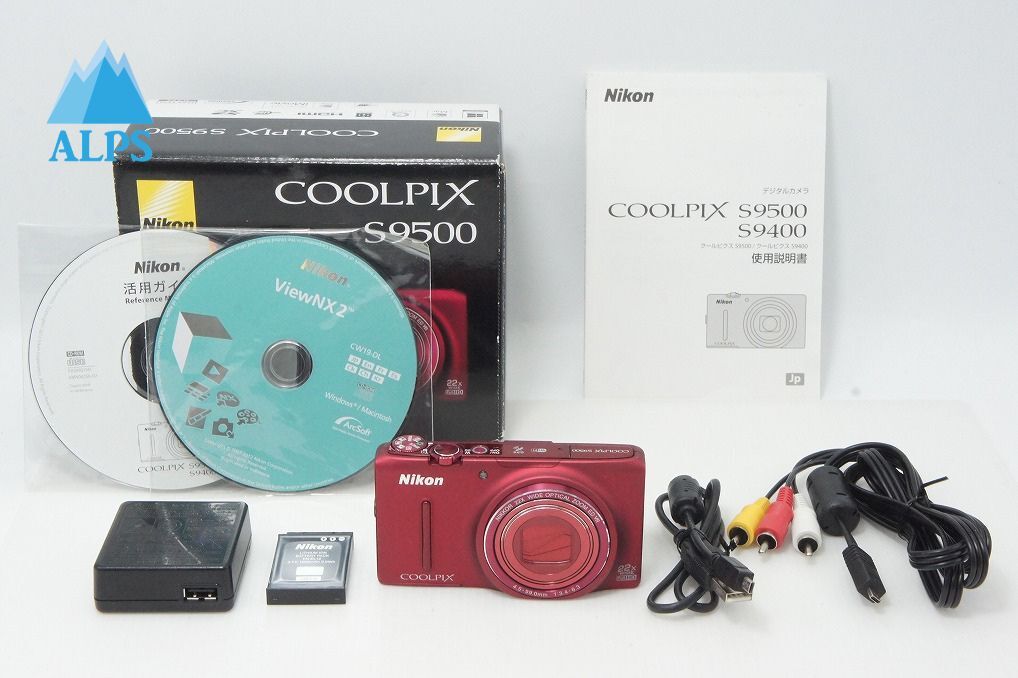 良品 Nikon ニコン COOLPIX S9500 コンパクトデジタルカメラ ヴェルヴェットレッド 元箱付 260414g【アルプスカメラ】