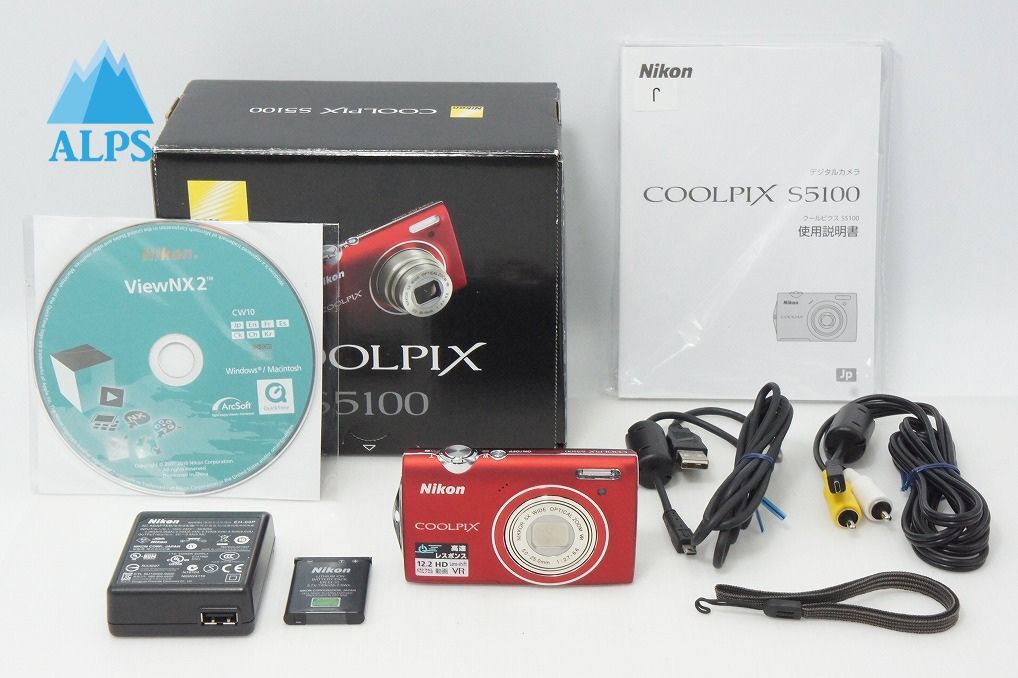 美品 Nikon ニコン COOLPIX S5100 コンパクトデジタルカメラ クリアレッド 元箱付 260414h【アルプスカメラ】