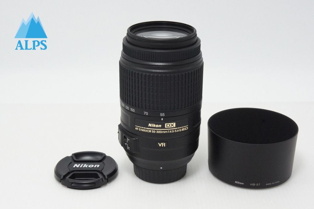 美品 Nikon ニコン AF-S DX NIKKOR 55-300mm F4.5-5.6G ED VR APS-C ズームレンズ フード付 260418z【アルプスカメラ】