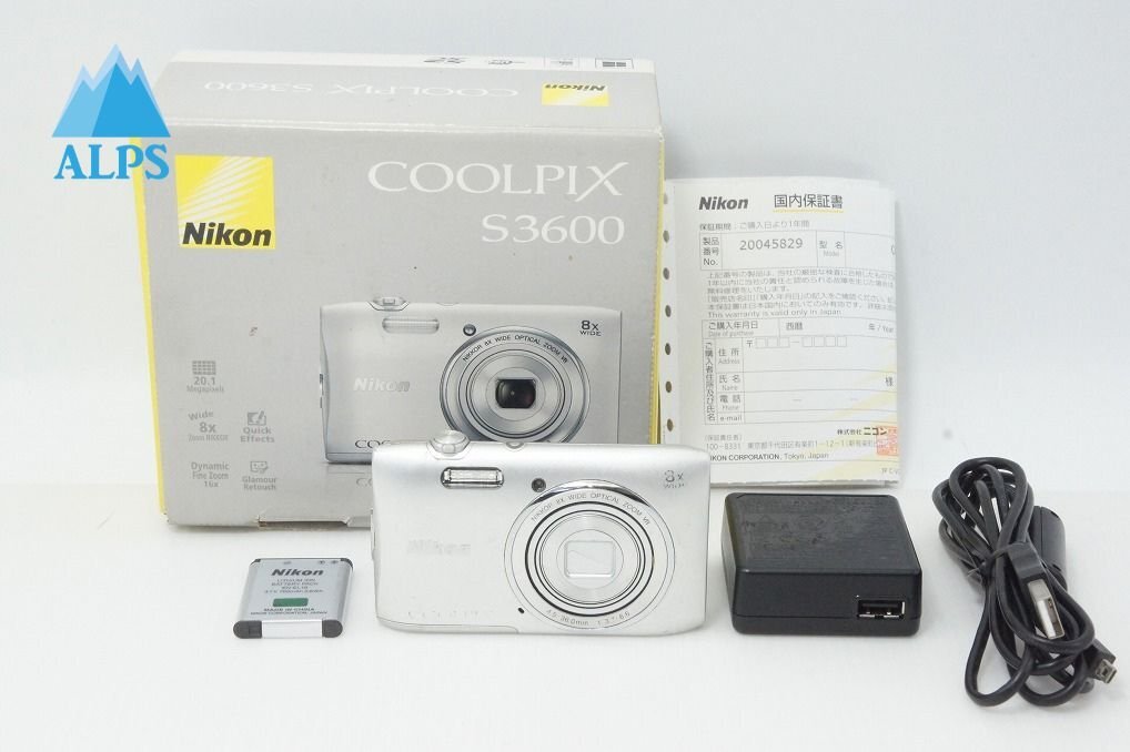 訳あり品 Nikon ニコン COOLPIX S3600 コンパクトデジタルカメラ クリスタルシルバー 元箱付 260403m【アルプスカメラ】