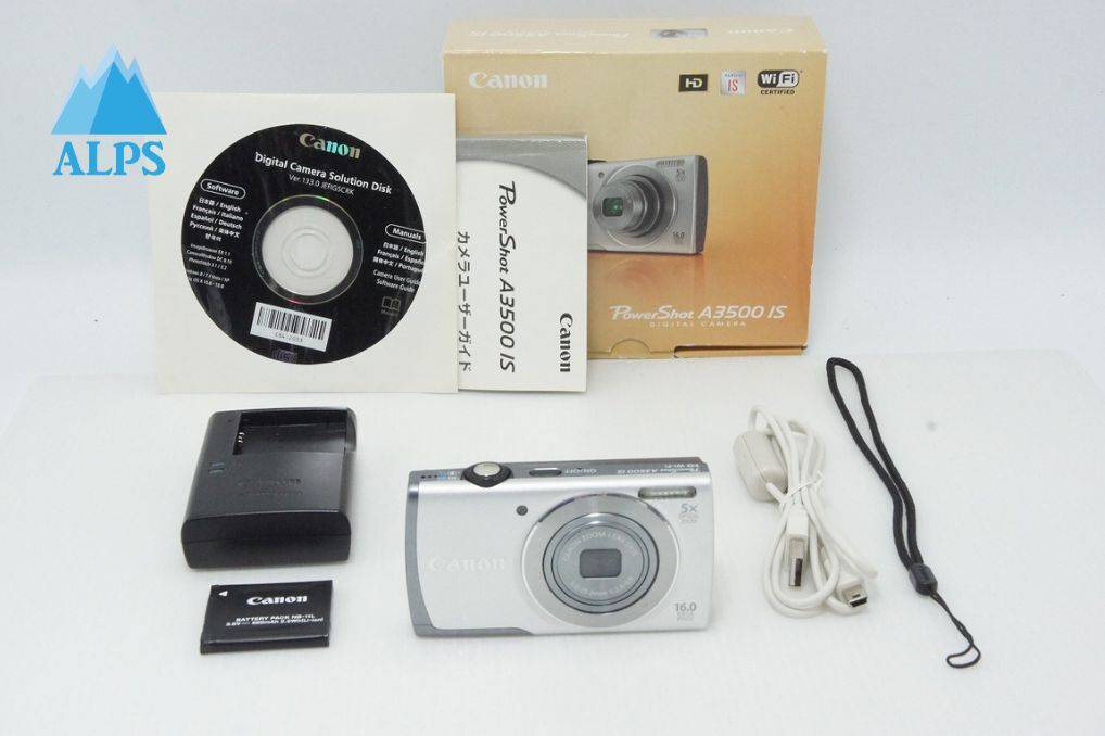 美品 Canon キヤノン PowerShot A3500 IS コンパクトデジタルカメラ シルバー 元箱付 260420l【アルプスカメラ】