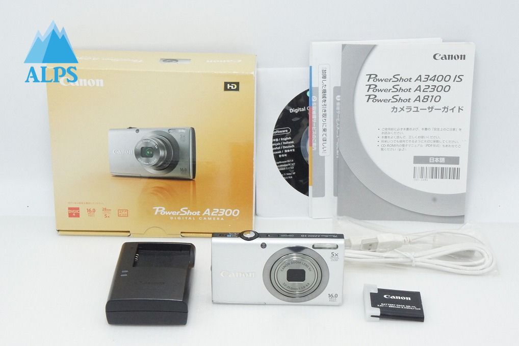 良品 Canon キヤノン PowerShot A2300 コンパクトデジタルカメラ シルバー 元箱付 260420k【アルプスカメラ】