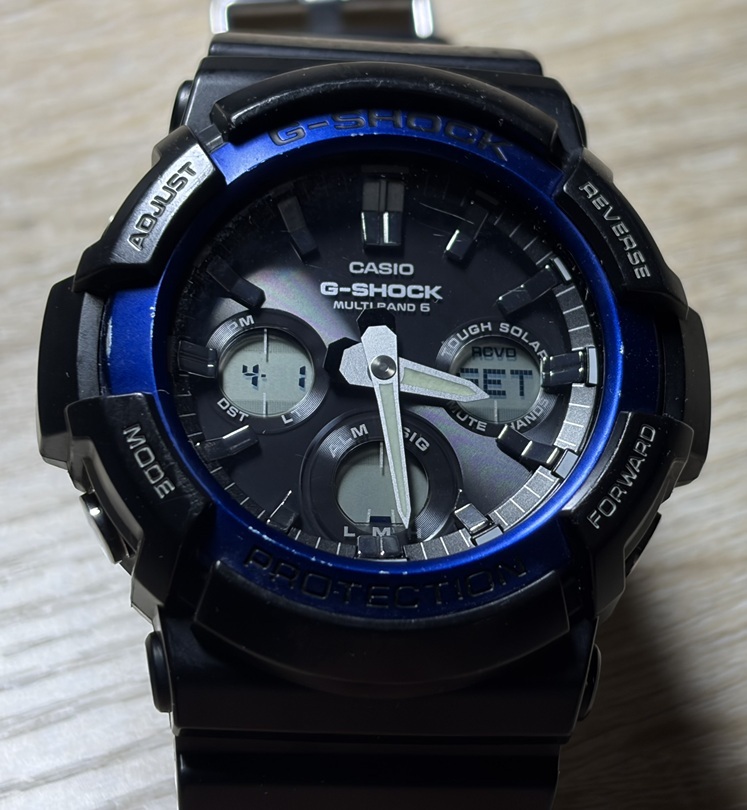 送料３９０円～ カシオ ジーショック GAW-100B-1A2JF 電波ソーラー 青ベゼル ブラックボディ ビッグケース マルチバンド6 G-SHOCK②