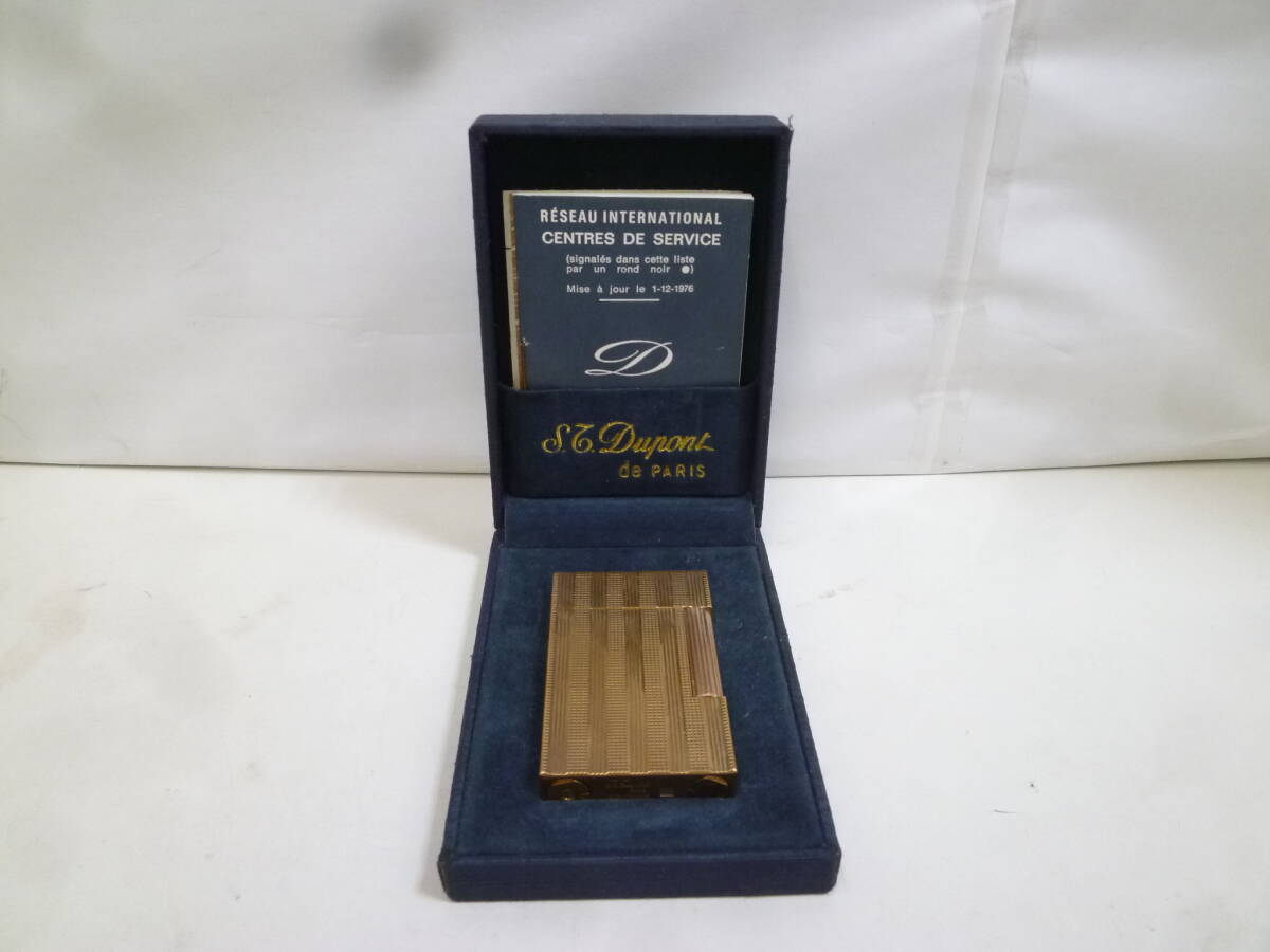 ＃44457 【着火未確認】 ST.Dupont エステーデュポン ライター ダイヤ柄×エンボスストライプ ケース 保証書 冊子付 火花○