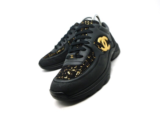 ◆本物保証◆シャネル◆CHANEL◆約20万円◆メンズ/CC/ツイード/厚底/スニーカー/シューズ/靴/革靴/26㎝前後(41)★☆新品同様☆★