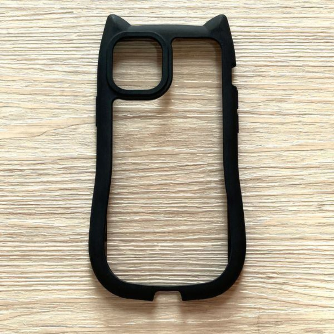 iPhone 12 ソフトケース ブラック カバー TPU 猫耳 ストラップホール 管理146-8