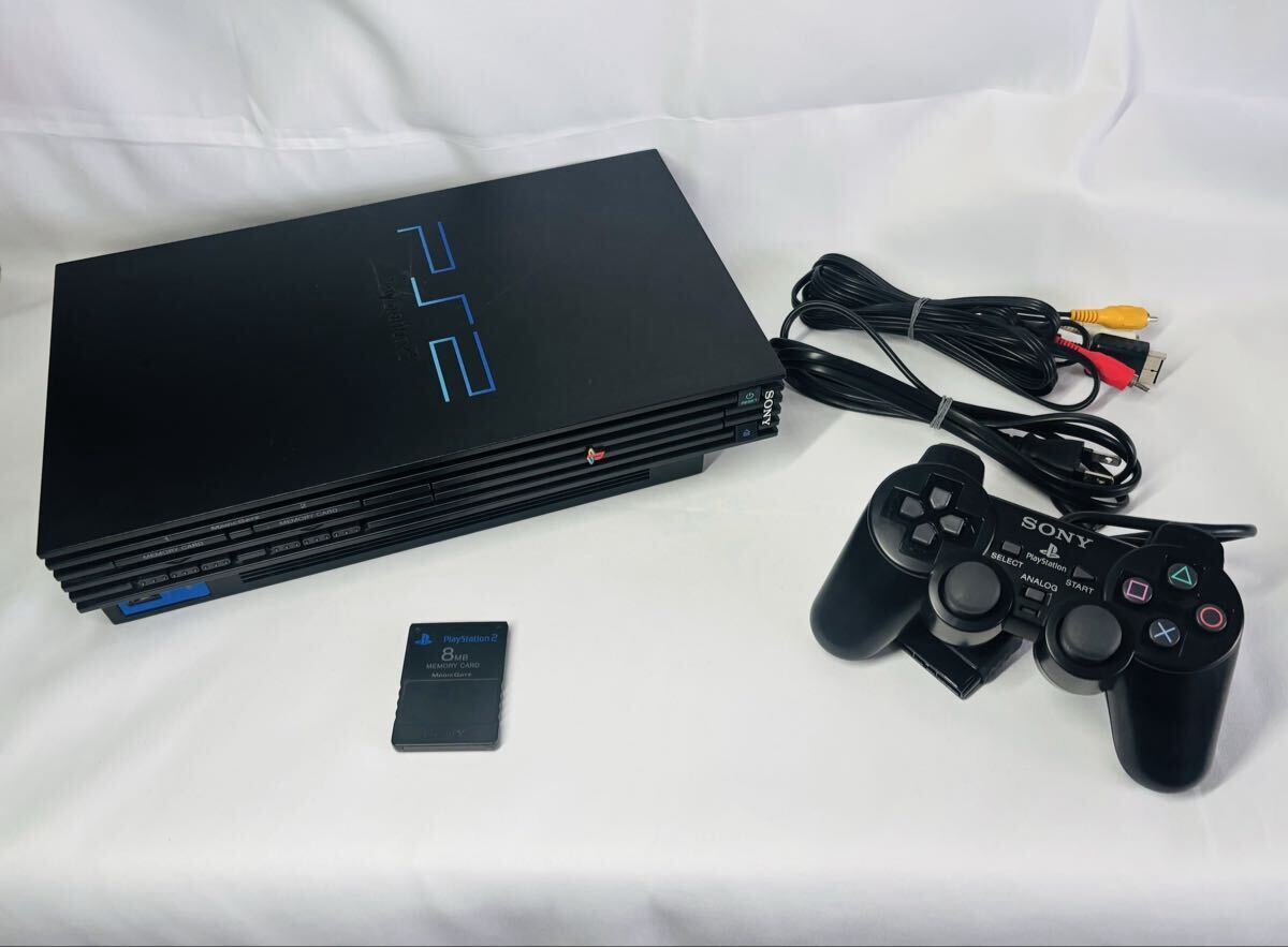 動作品 SONY PS2 SCPH 30000 本体 ブラック コントローラー メモリーカード セット PlayStation2 厚型 ソニー プレイステーション