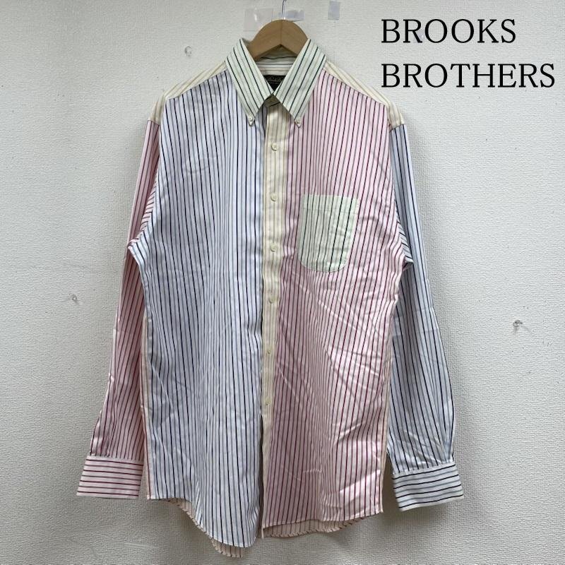ブルックス ブラザーズ 長袖 ボタンダウン シャツ Shirt ロングスリーブ クレイジーパターン ノンアイロン ストライプ マルチカラー M