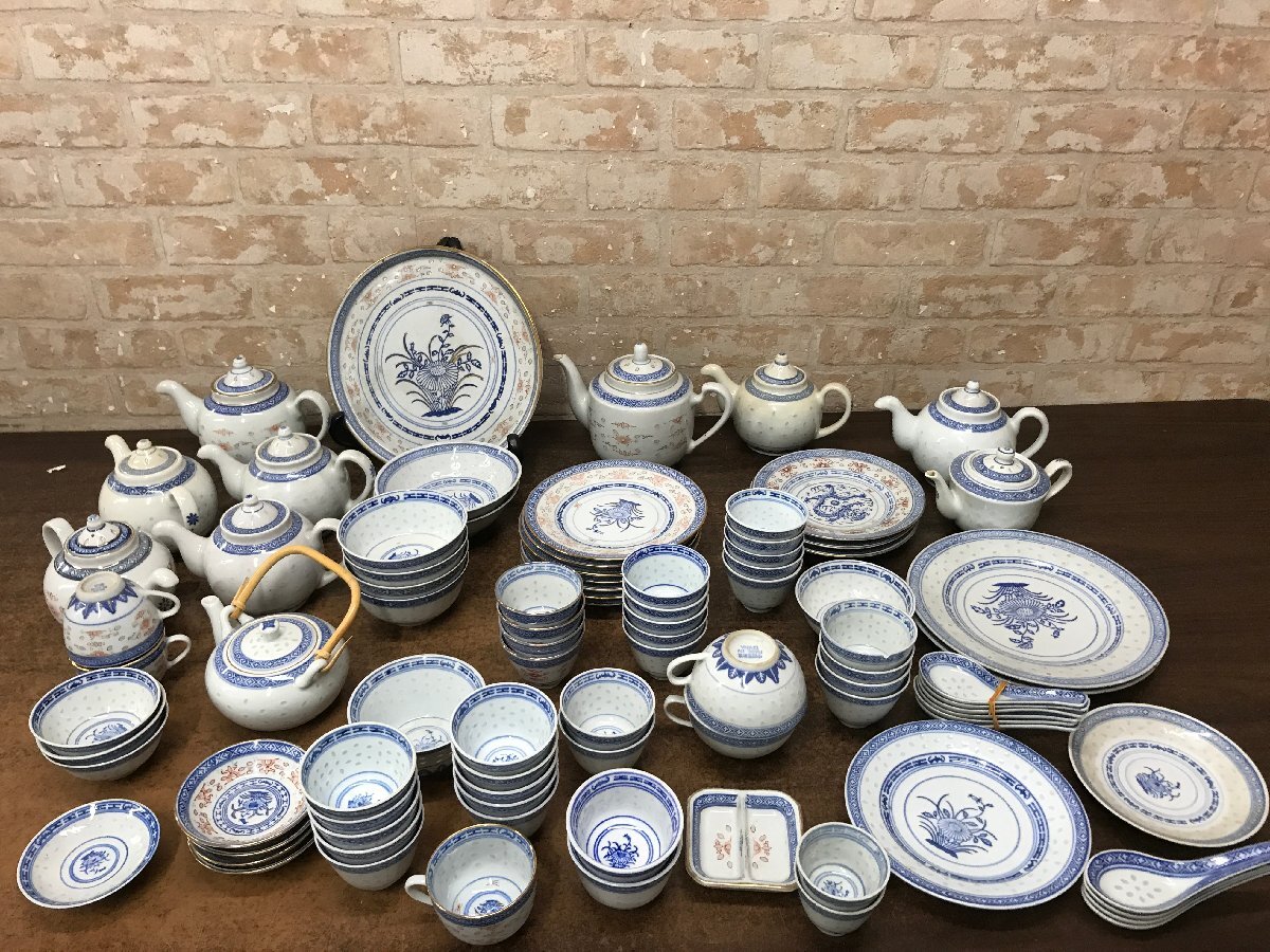 ☆中古品☆　中国景徳鎮　蛍手　茶器　まとめ売り　大皿　急須　カップ＆ソーサー