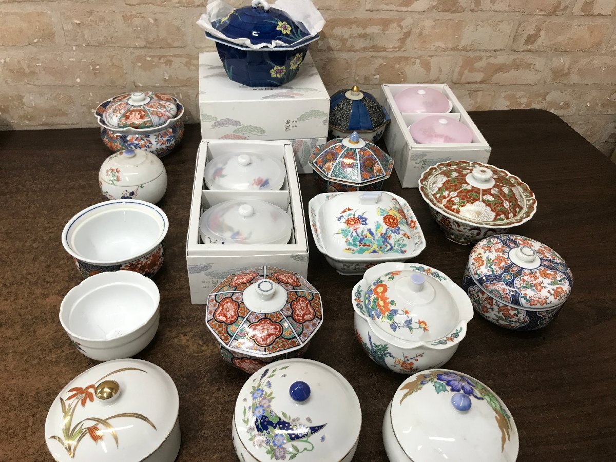 ☆中古品☆　②　有田焼　錦松梅　蓋物　まとめ売り　蓋付き茶碗　茶器