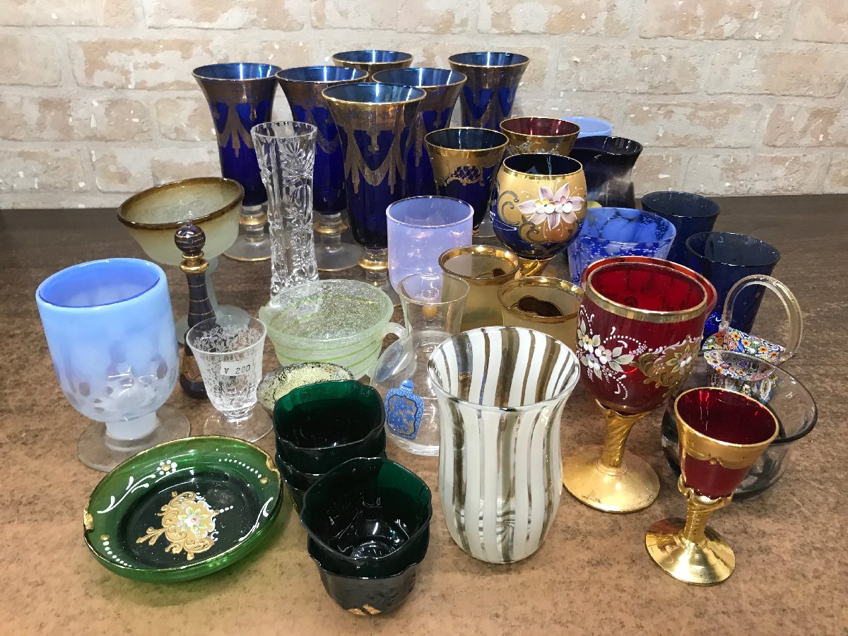 ☆中古品☆　工芸ガラス　まとめ売り　ワイングラス　ベネチアングラス