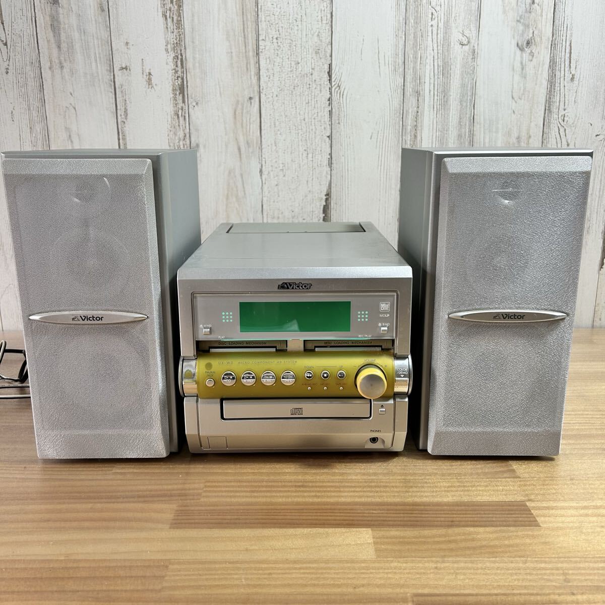 ☆ NN-0401う140 Victor UX-W5-S MDコンポ スピーカー付 CD再生OK MD両側OK 動作品 異音あり ビクター ミニコンポ ☆