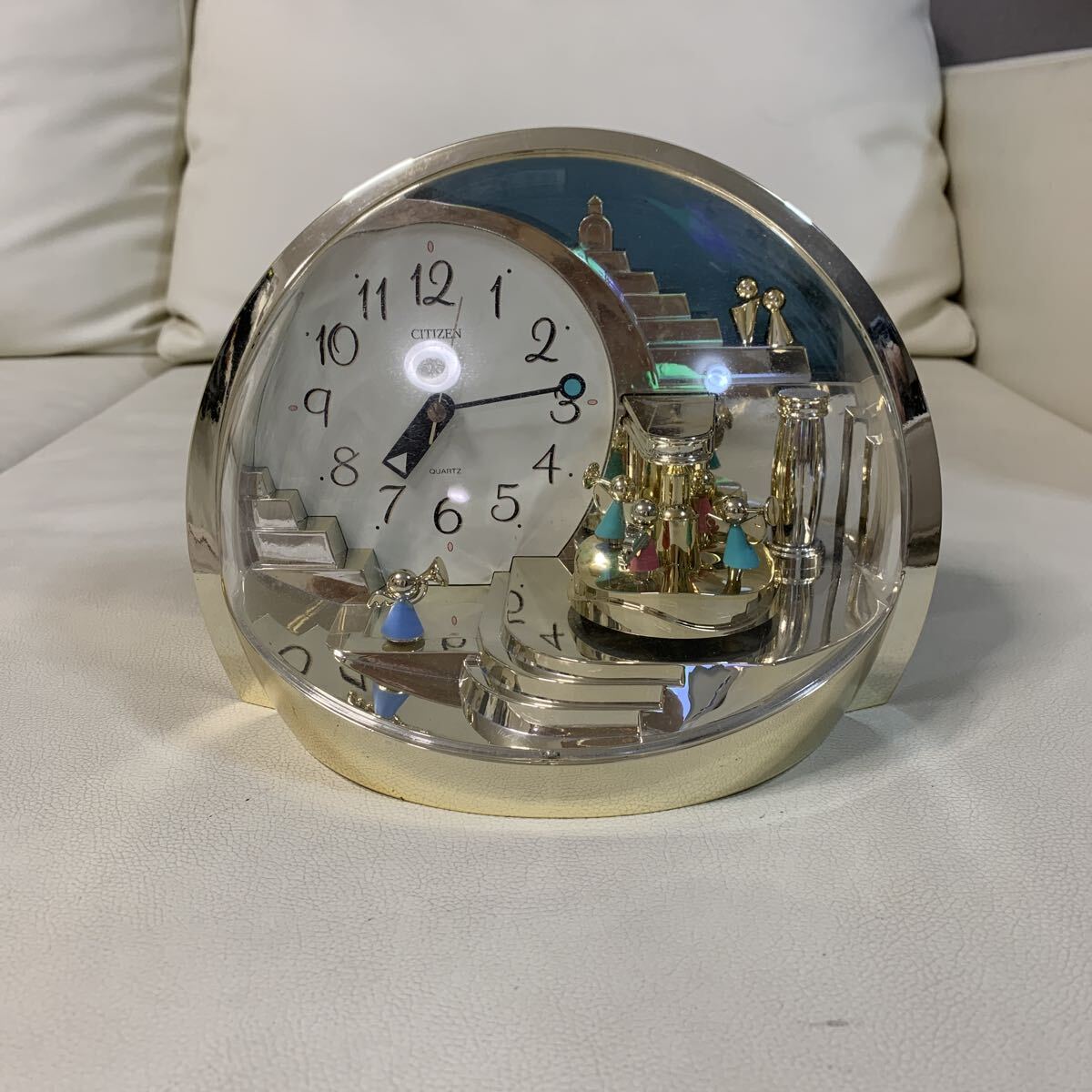 ☆IS-0403か80 CITIZEN シチズン 置き時計 からくり時計 レトロ ゴールド インテリア 訳あり 動作確認済☆