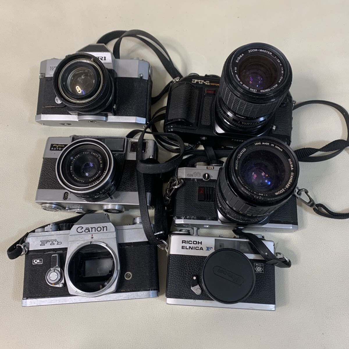 ☆IS-0403さ100 Canon RICOH OLYMPUS Fujica フィルムカメラ 一眼レフカメラ レンズ欠品あり まとめ売り 動作未確認☆