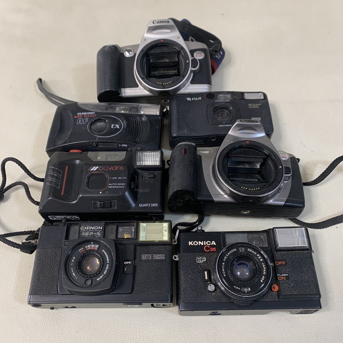 ☆IS-0403せ100 Konica Canon aavans CHINON FUJIFILM フィルムカメラ レンズ欠品 まとめ売り 動作未確認☆