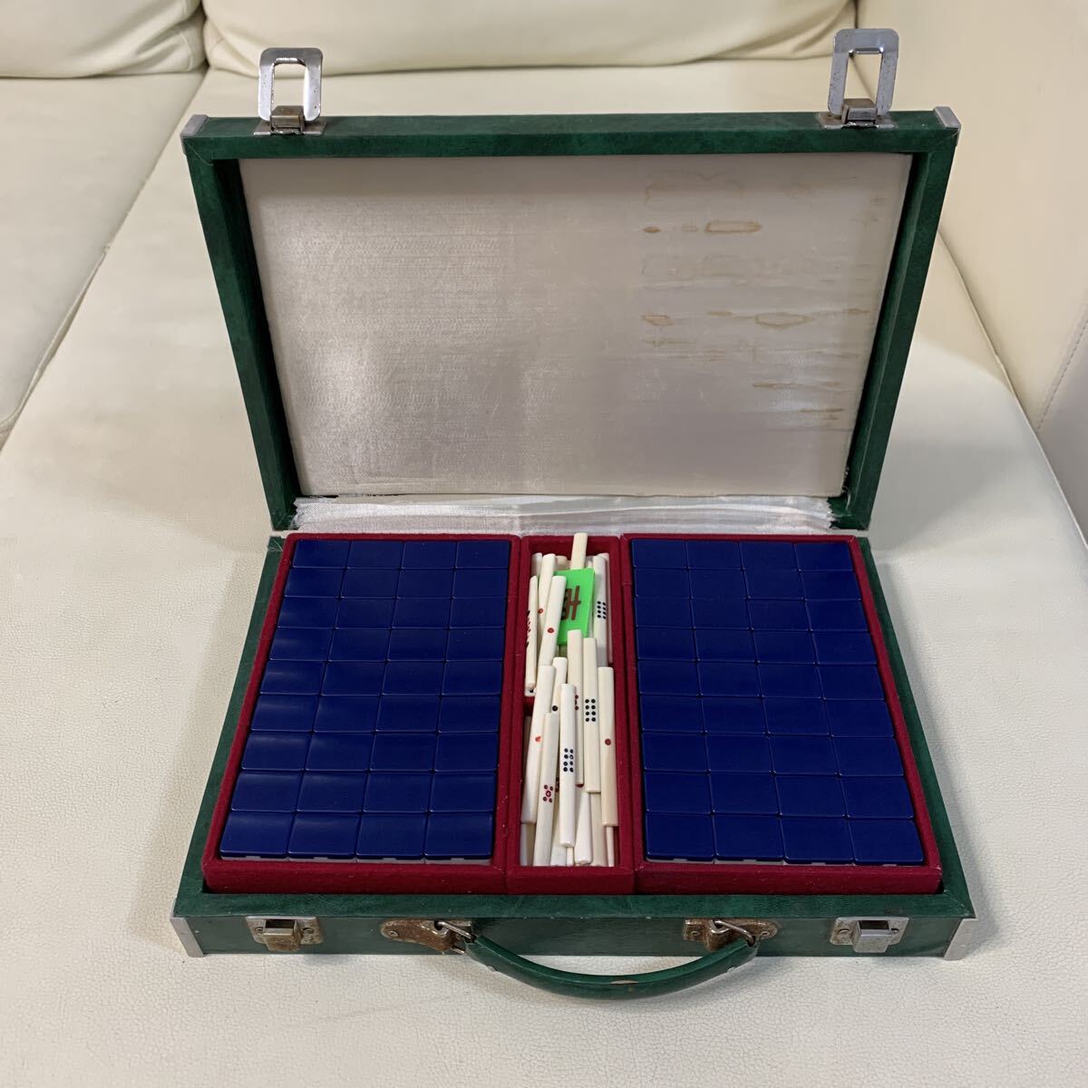 ☆IS-0403て80 麻王印 11PM使用牌 麻雀牌セット 点棒 麻雀セット レトロ ケース入り 昭和レトロ☆