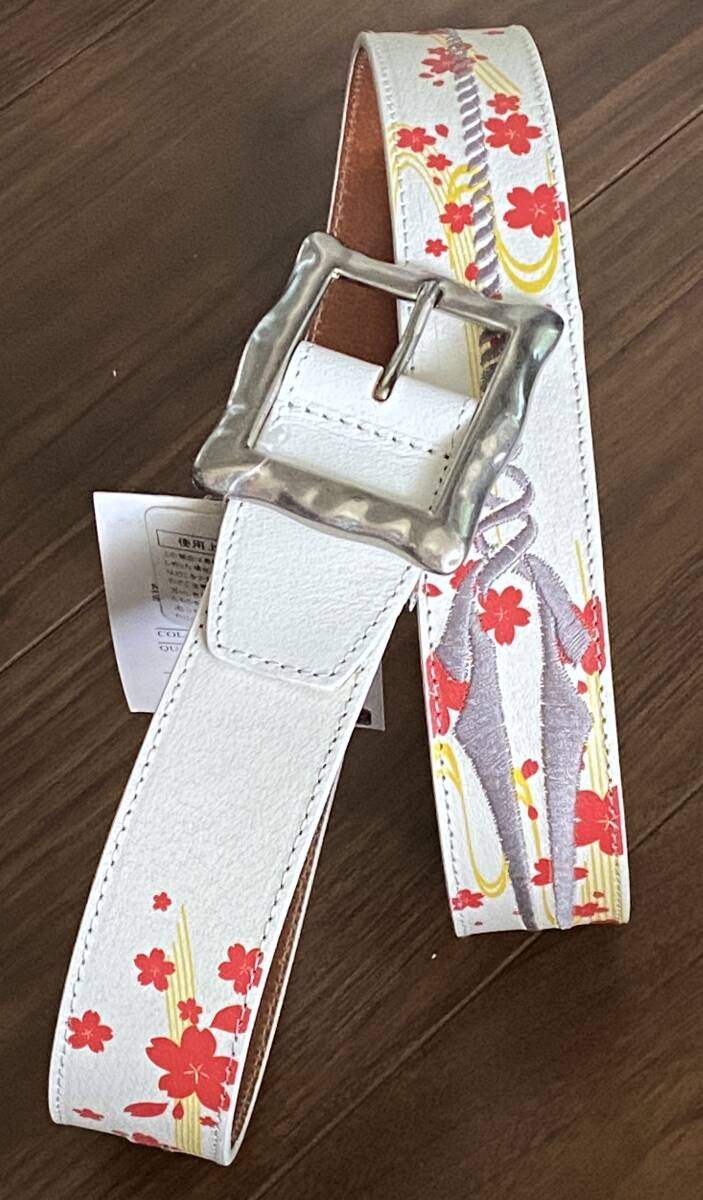●EVANGELION x ORIENTAL BRAND NISHIKI EVA x 錦 コラボレーション ロンギヌス刺繍桜柄ベルト 白・品番EV55809●新品未使用●