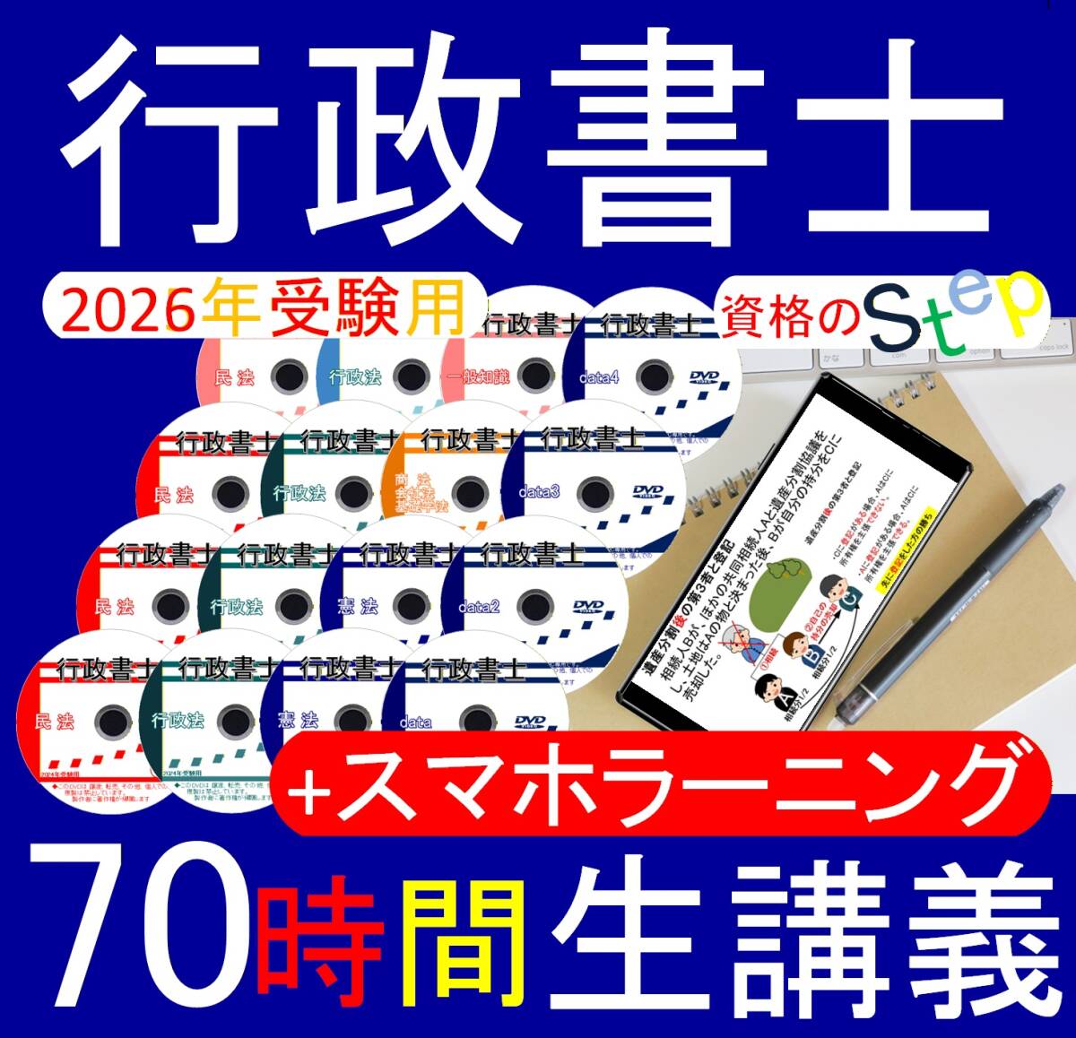 行政書士　2026年　DVD講義+40字記述（スマホ・PCセット付） 