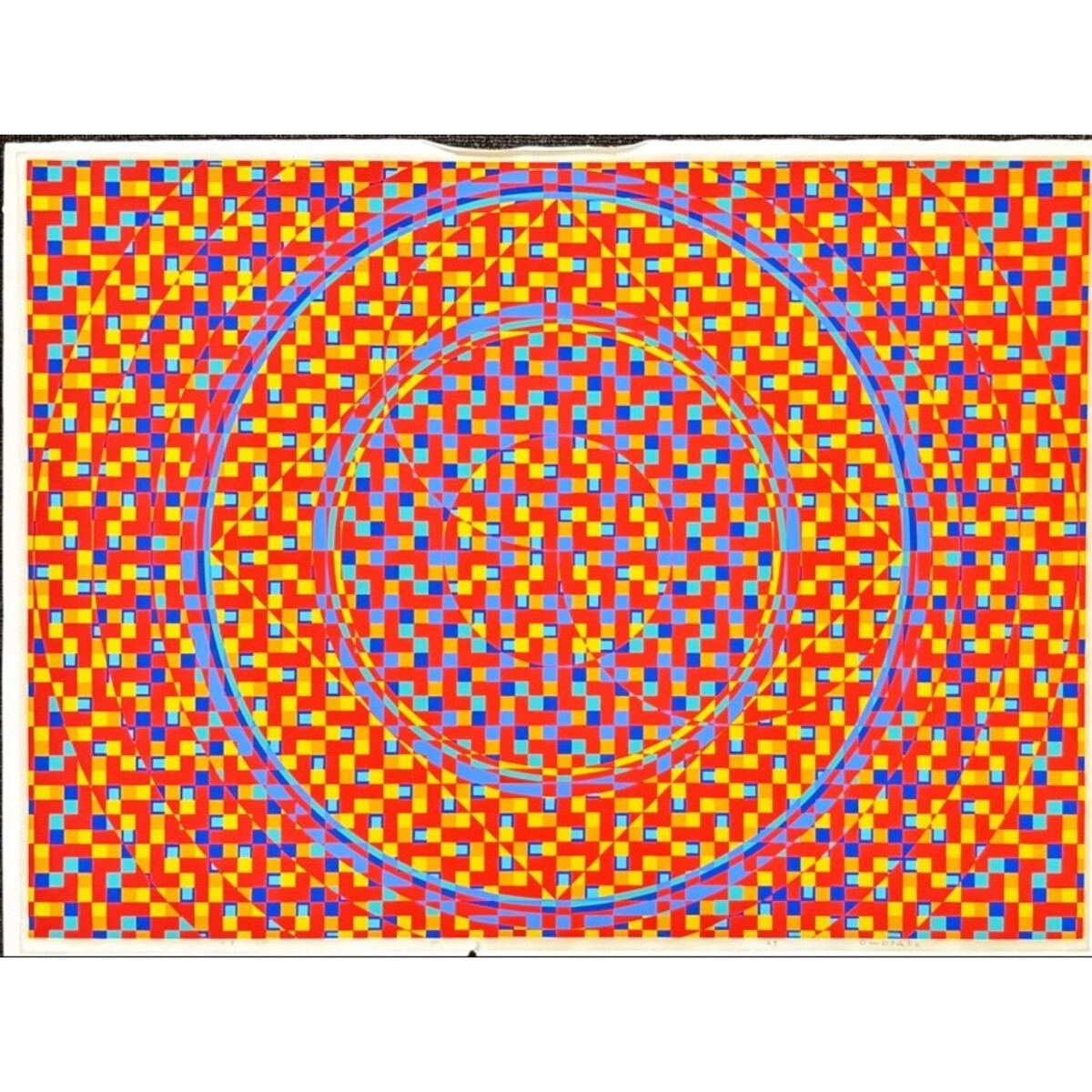 『真作 版画/大人気 抽象画家【オノサト・トシノブ】1969「ときの忘れもの」E.P版 直筆サイン シートのみ/縦55cm横75cm』シルクスクリーン