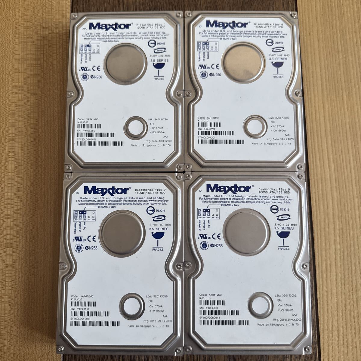 Maxtor ATA133 160GB HDD IDE 4枚セット送料無料 
