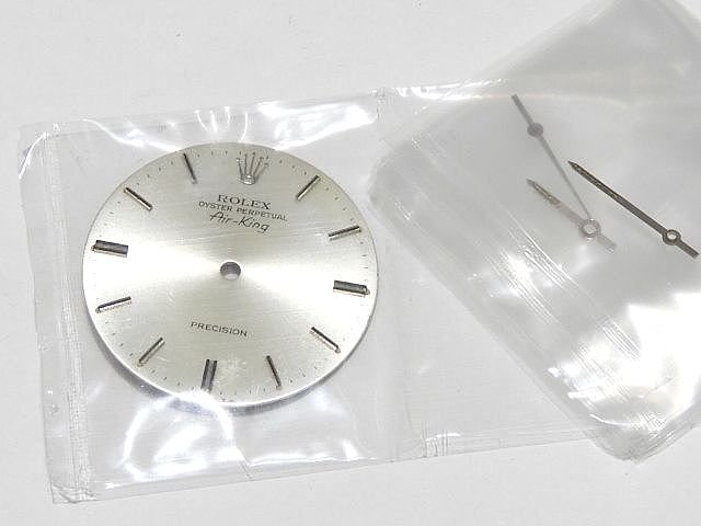 ロレックス エアキング 5500用 文字盤 3針付き ☆ シルバー系 SINGER社 ROLEX Air-King ヴィンテージ ▼8D