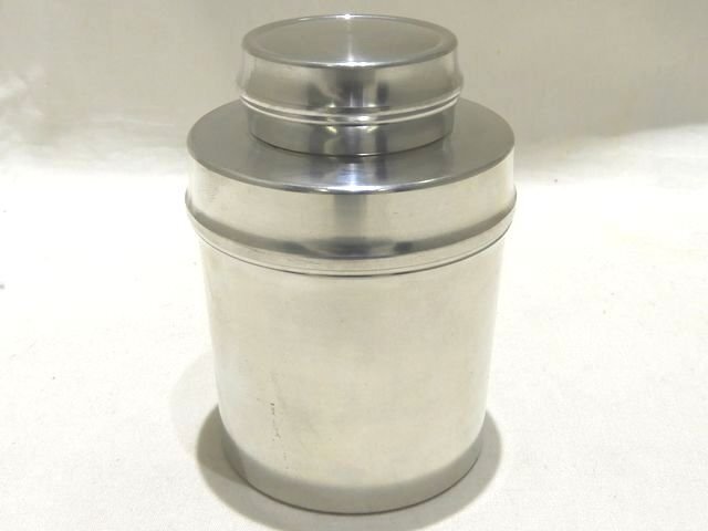 美品 乾茂號造 茶筒 茶入 茶壷 茶道具 ◇ 錫製 シルバーカラー 茶芯 茶心 茶器 コレクション ヴィンテージ ▼8D