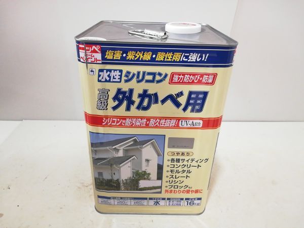ニッペ ホームペイント 水性 シリコン系塗料 未開封 16kg 外かべ用 つやあり アーバングレー 防藻剤・防カビ剤 配合