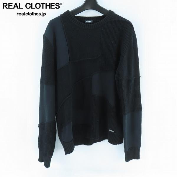 ☆DIESEL/ディーゼル パッチワーク ウール混 ニット/セーター /L /060