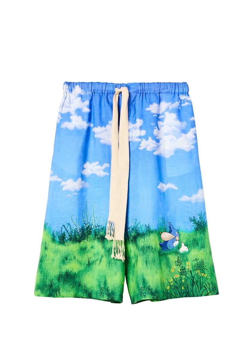 【極美品 スタジオジブリ公式コラボ】LOEWE × となりのトトロ リネンショーツ サイズM/ロエベ STUDIO GHIBLI 麻100% ハーフパンツ