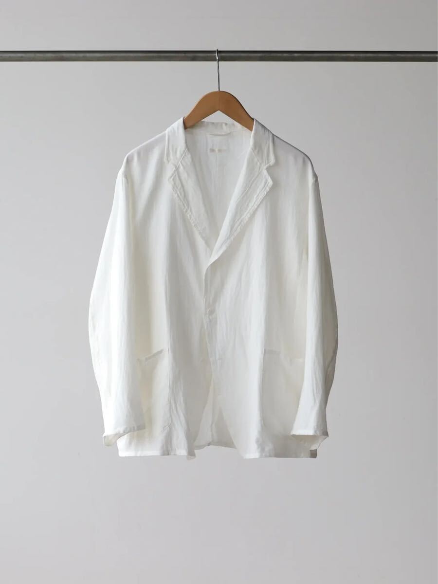 【新品未使用 タグ付き】COMOLI KHADIコットン ジャケット WHITE Size1/コモリ カディ テーラード ホワイト/白/綿100%/日本製