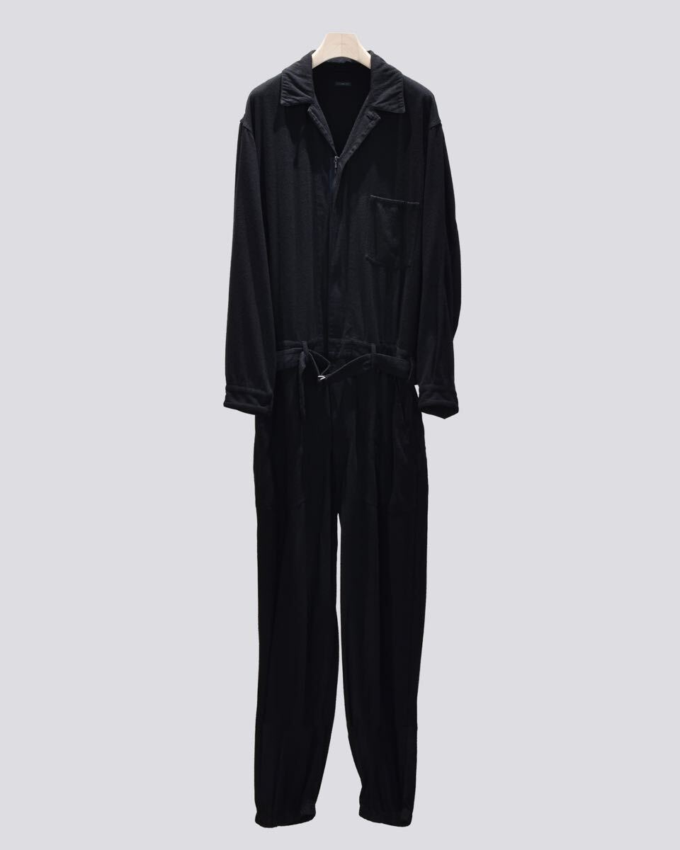 【極美品 タグあり】COMOLI シルクネップ オールインワン BLACK Size1/コモリ SILK100％ つなぎ/黒/ブラック/絹/日本製