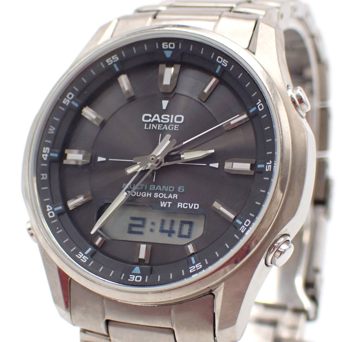 稼働品 1円～☆CASIO カシオ ソーラー メンズ腕時計 LINEAGE リニエージ LCW-M100T 黒文字盤 アナデジ ラウンド マルチバンド6
