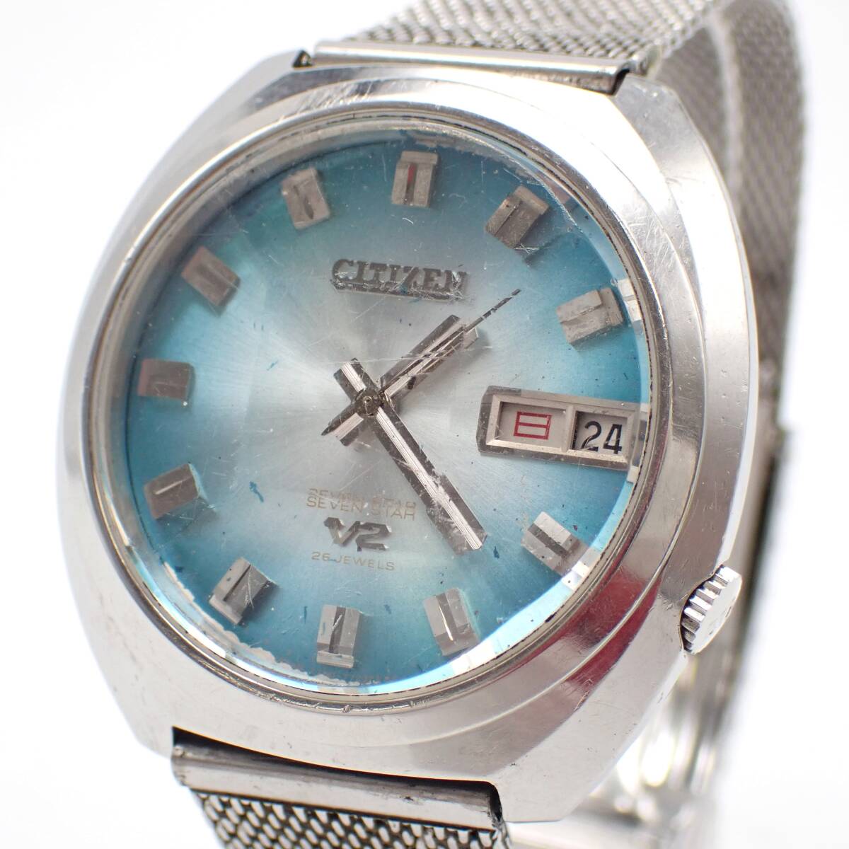 1円～☆CITIZEN シチズン AT/自動巻き メンズ腕時計 SEVEN STAR V2 セブンスター 4-771206-K グラデーション文字盤 デイデイト アナログ