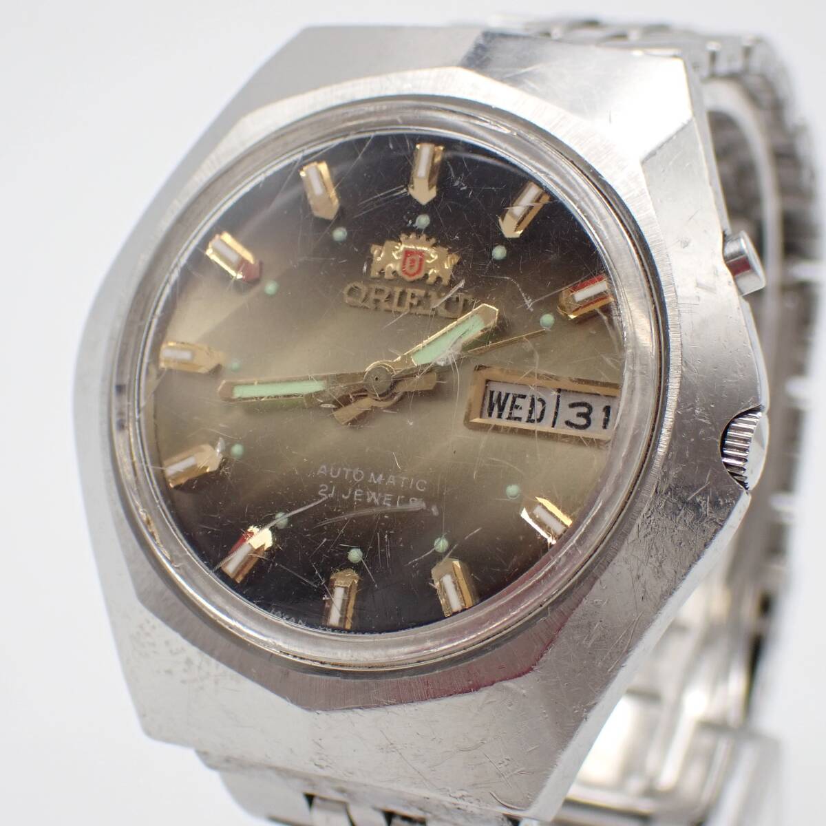 1円～☆ORIENT オリエント AT/自動巻き メンズ腕時計 G469663-6A ブラウン文字盤 デイデイト ラウンド アナログ アンティーク/角0413-700