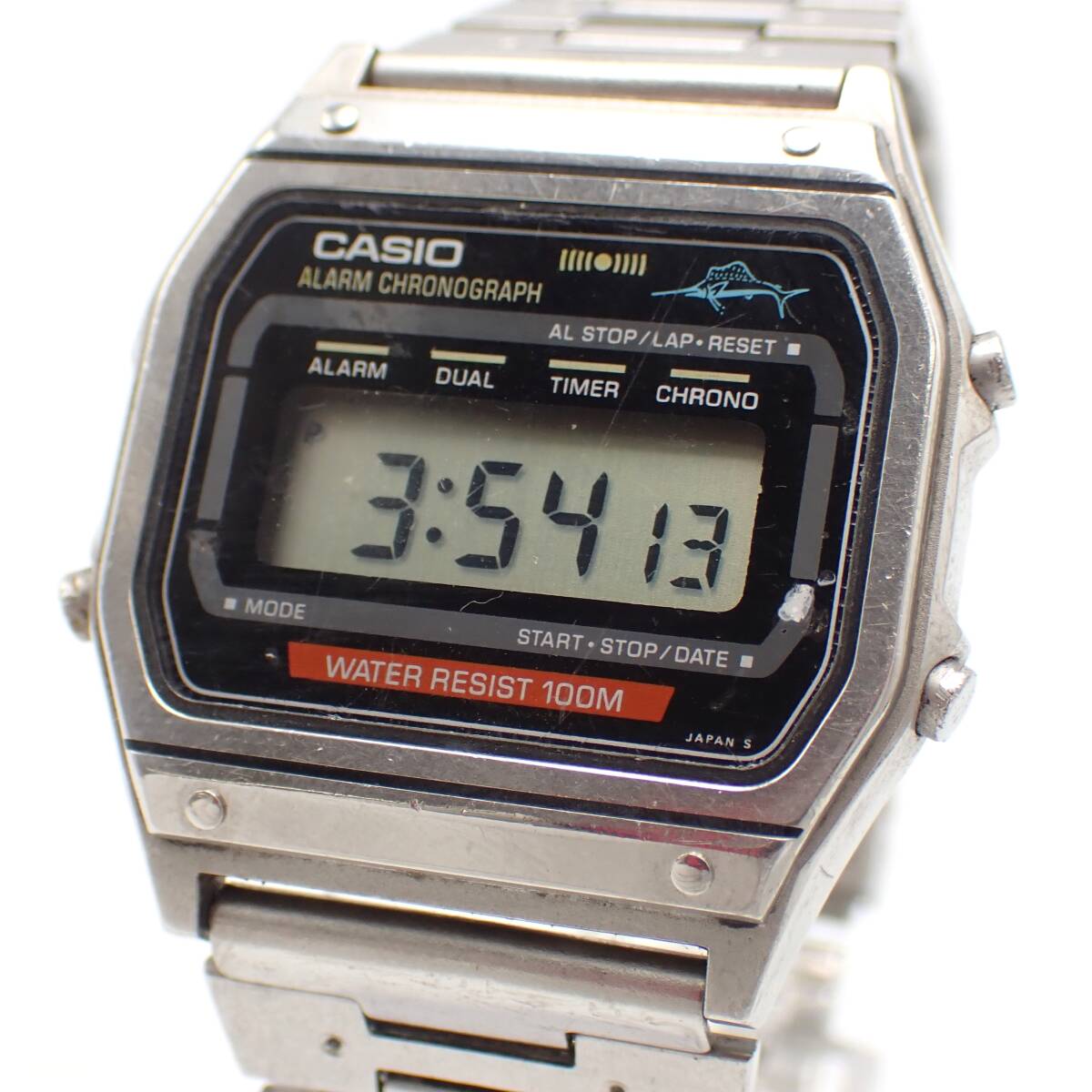稼働品 1円～☆CASIO カシオ QZ メンズ腕時計 WS-740 アラームクロノ デジタル文字盤 カジキ アンティーク