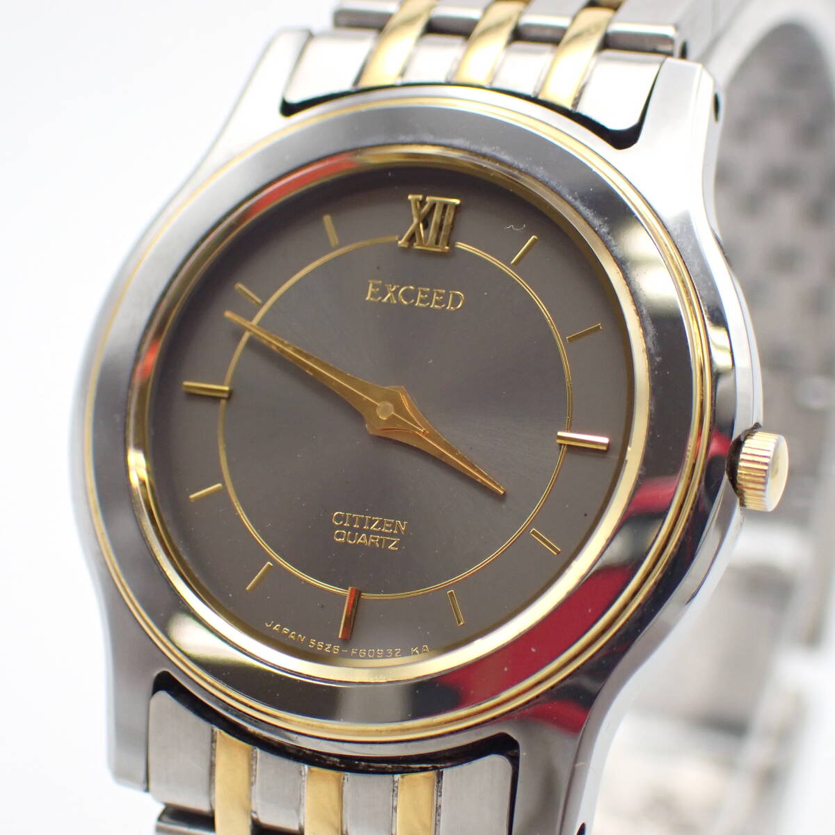 1円～☆CITIZEN シチズン QZ レディース腕時計 EXCEED エクシード 5626-F60536 グレー文字盤 ラウンド アナログ アンティーク 2針