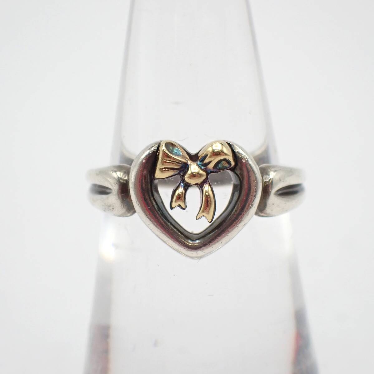 1円～☆TIFFANY＆Co ティファニー ハートリボン コンビリング 10号 925 750刻印 SV925×K18 総重量3.6g ブランドアクセサリー/角0411