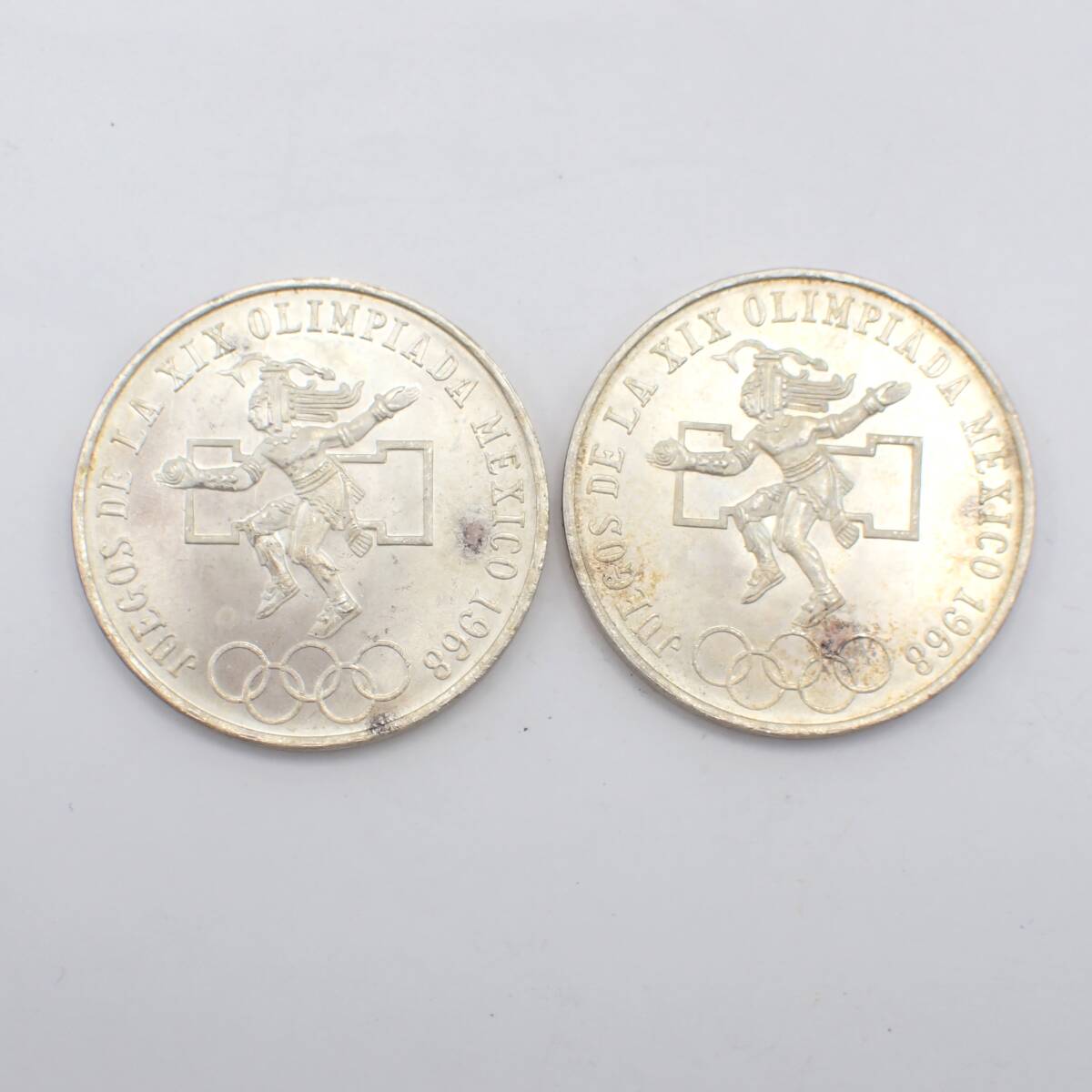 まとめ 1円～☆メキシコ オリンピック 1968年 25ペソ銀貨 SV720 2点セット 総重量45.1g コレクション アンティーク/増0408-4000