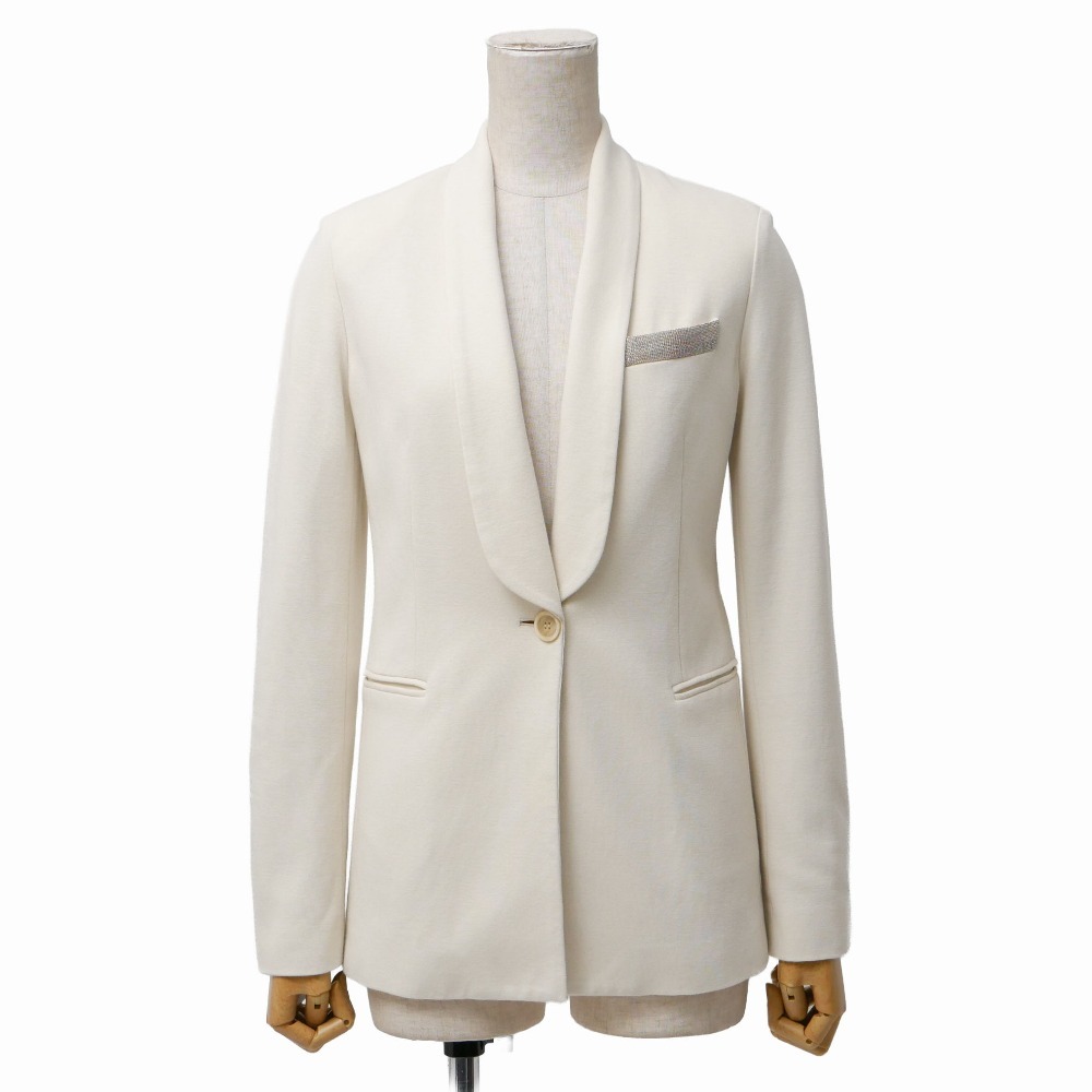 美品 Brunello Cucinelli ブルネロクチネリ テーラードジャケット サイズ38 モニーレ ジャージー ストレッチ ショールカラージャケット