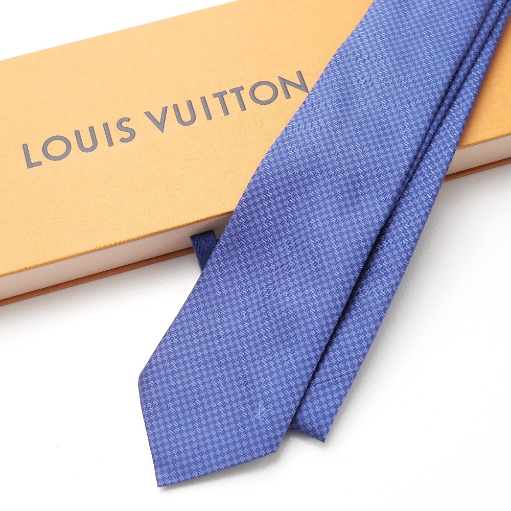 美品 LOUIS VUITTON ルイ・ヴィトン マイクロダミエ 8CM ネクタイ シルク