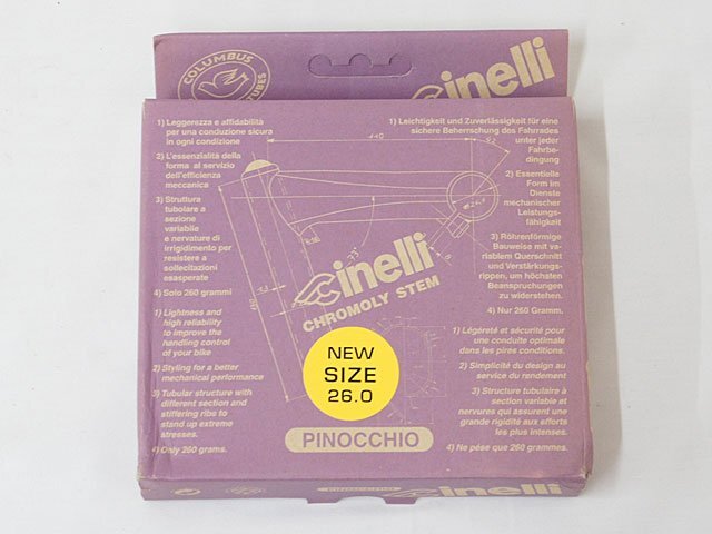 4971【チネリ ピノキオ 未使用 ステム クロモリ 100mm クランプ 26.0mm】自転車 パーツ 部品