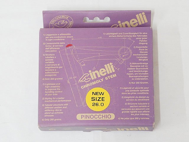 4968【チネリ 未使用 ピノキオ ステム 90mm クランプ 26.0 クロモリ】自転車 パーツ 部品
