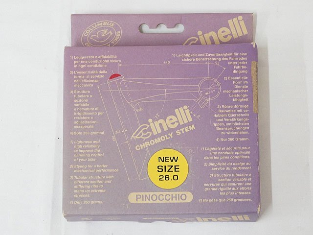 4970【チネリ 未使用 ピノキオ ステム 100mm クランプ 26.0mm クロモリ】自転車 パーツ 部品
